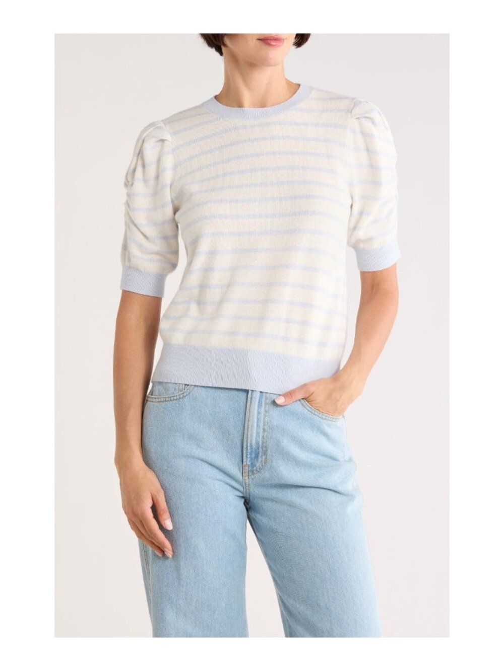 NWT FRAME The Frankie Crewneck Wool Cashmere Blend Sweater Chambray Blue S